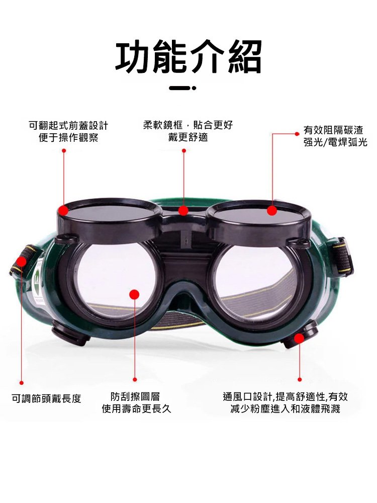 雙翻電焊防衝擊防護眼鏡