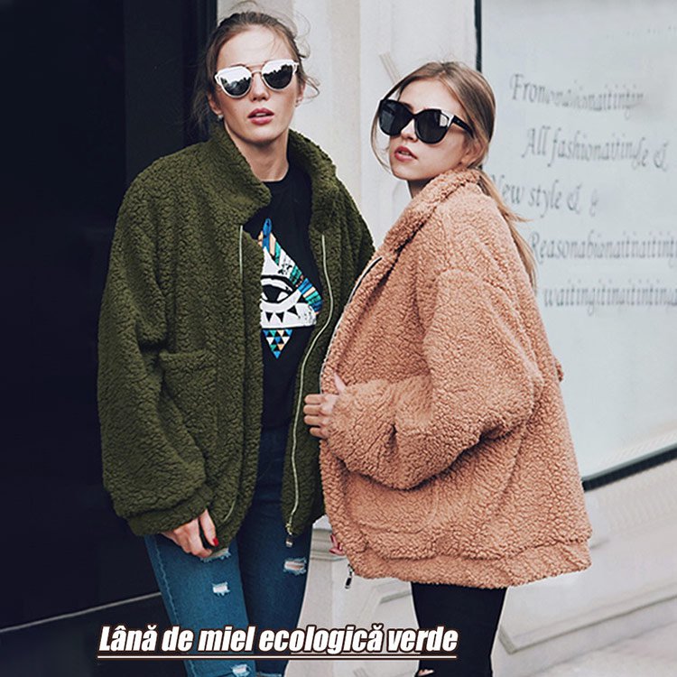 Haină de iarnă la modă pentru femei din lână de mie