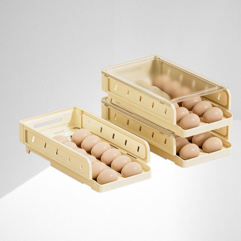 可調整滾動雞蛋收納盒冰箱側門雞蛋架廚房滑梯折疊式家用雞蛋盒