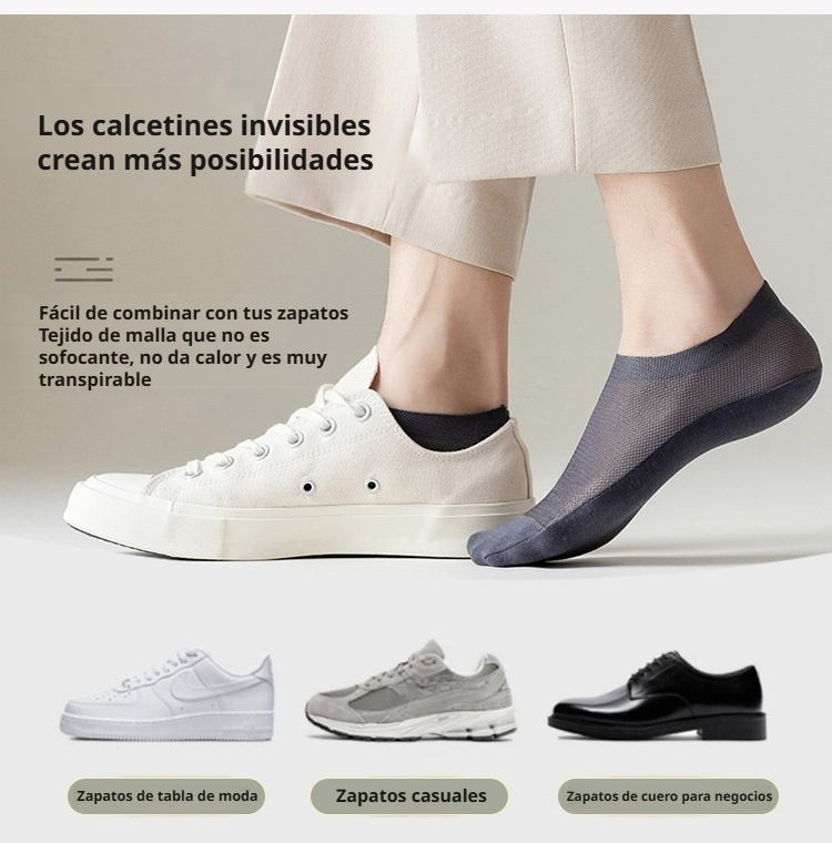 Pies frescos usando calcetines invisibles de fibra de hielo