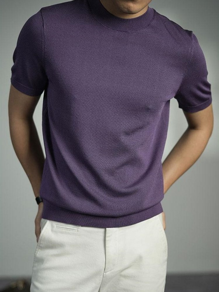インポート糸使用メンズニットTシャツ 