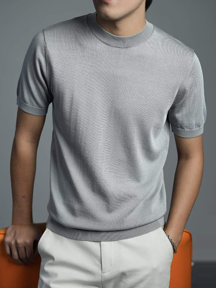 インポート糸使用メンズニットTシャツ 