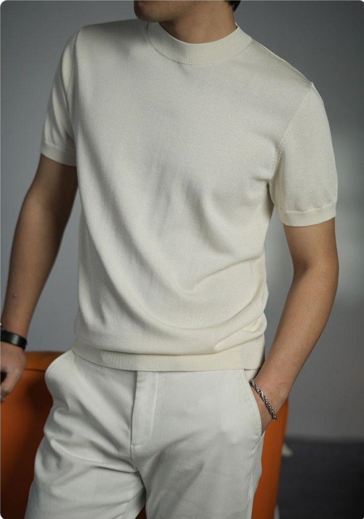 高品質インポート糸を使用したTシャツの袖部分アップ