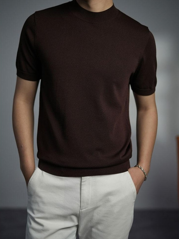 インポート糸使用メンズニットTシャツ 