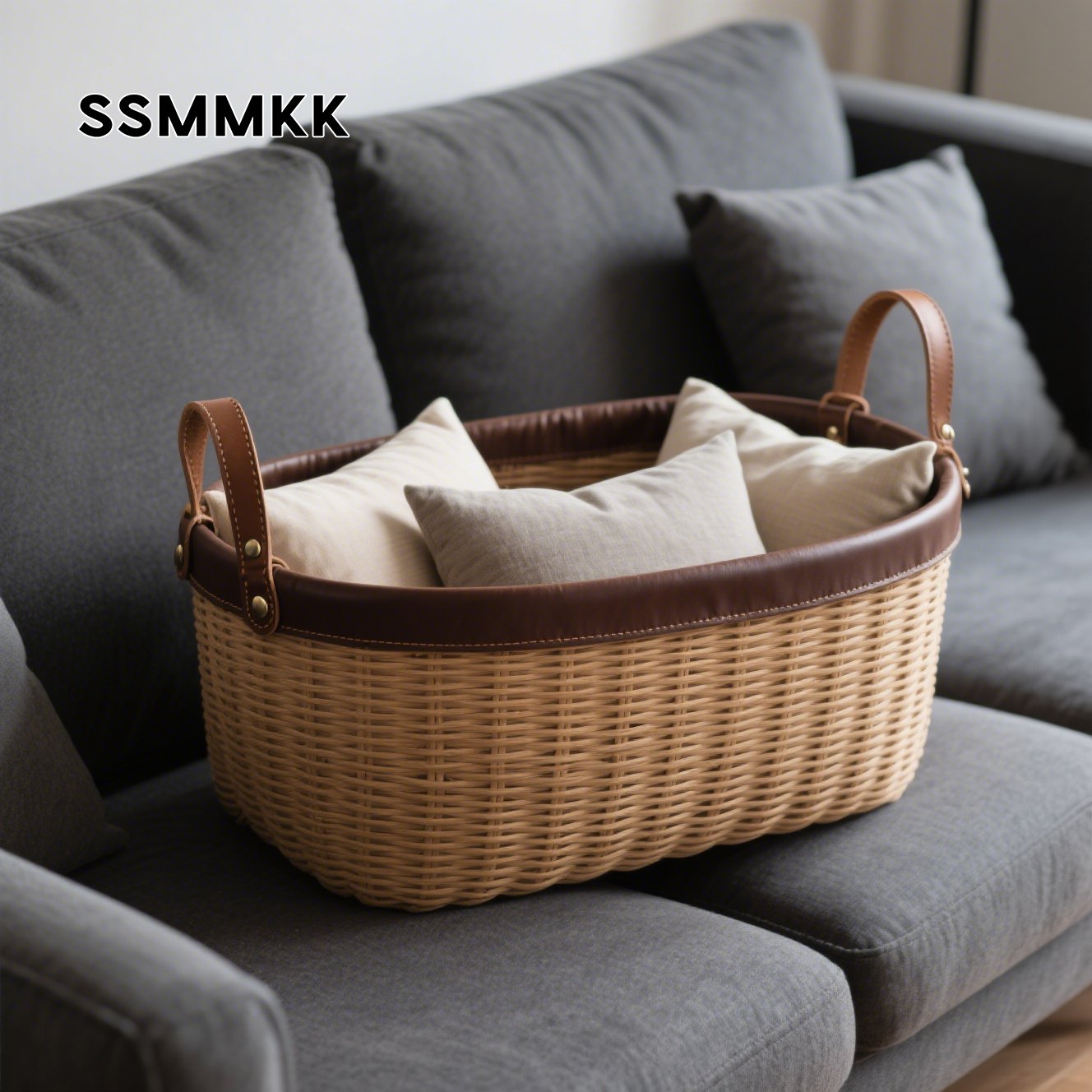 編み込み収納バスケット