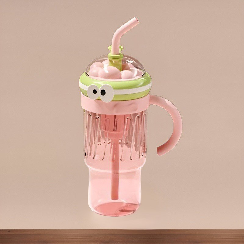 대용량 큐티 빨대 손잡이 물컵 1280ml