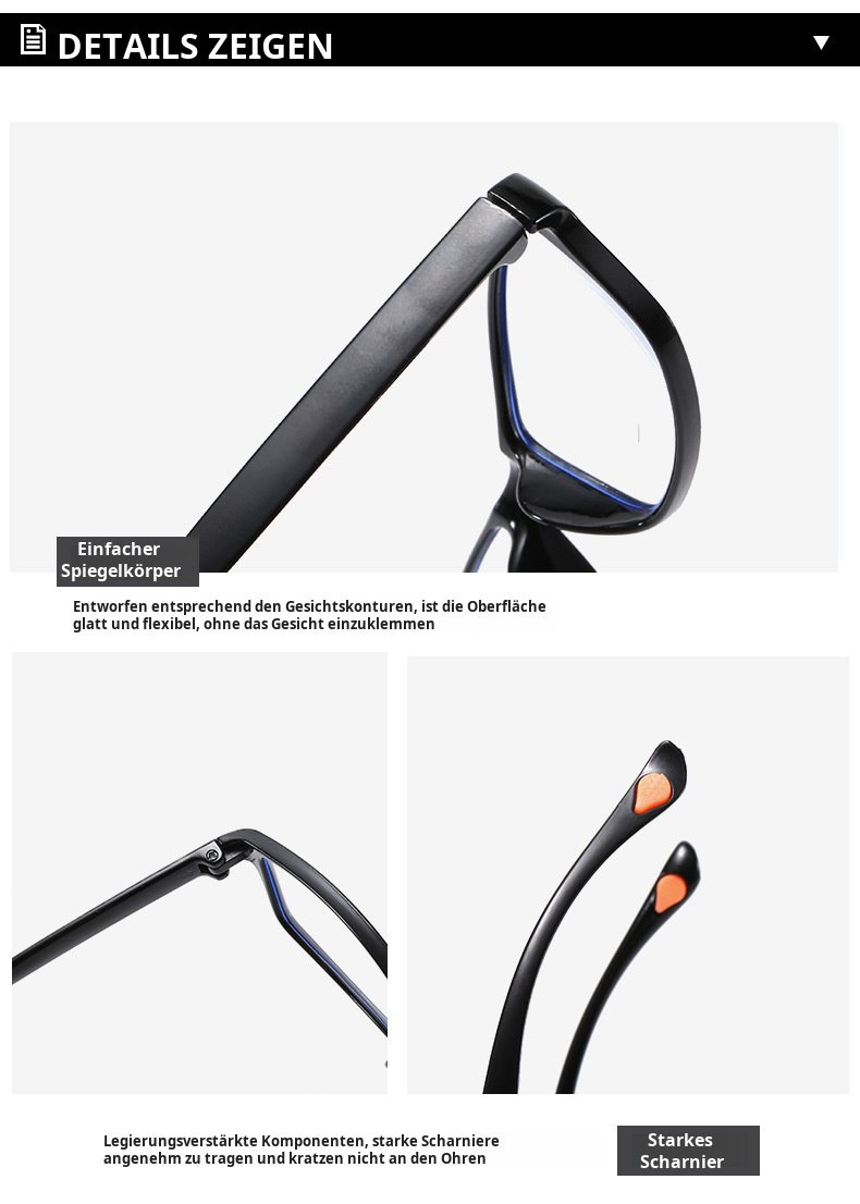 Ermüdungshemmende Lesebrille für Damen und Herren