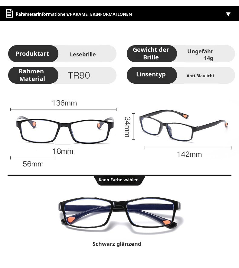 Anti-Blaulicht Lesebrille Unisex mit Strahlenschutz