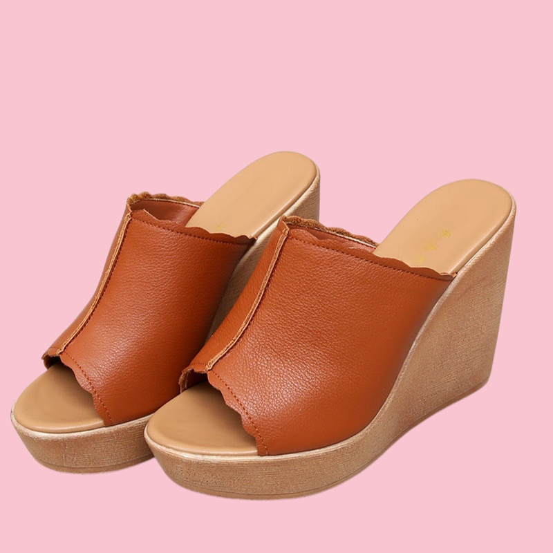 여름 신상 웨지 힐 두꺼운 슬리퍼