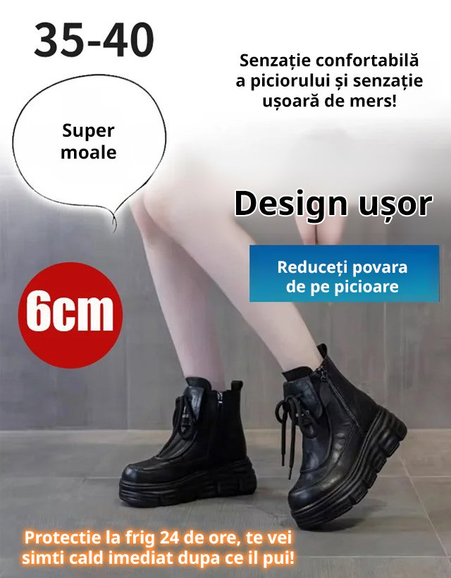 Cizme scurte Martin din piele moale căptușite cu blană.