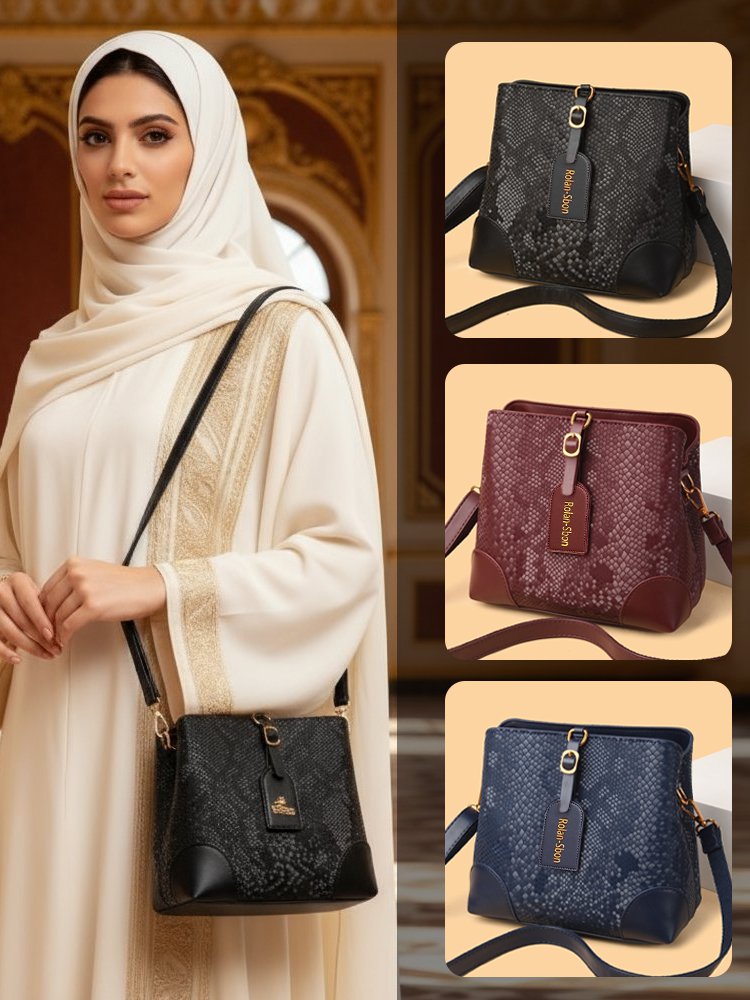 حقيبة دلو فاخرة بنقشة جلد الثعبان