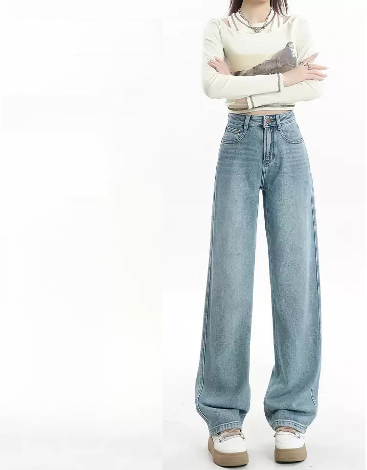날씬해 보임 하이웨이스트 루즈 스트레이트 청바지