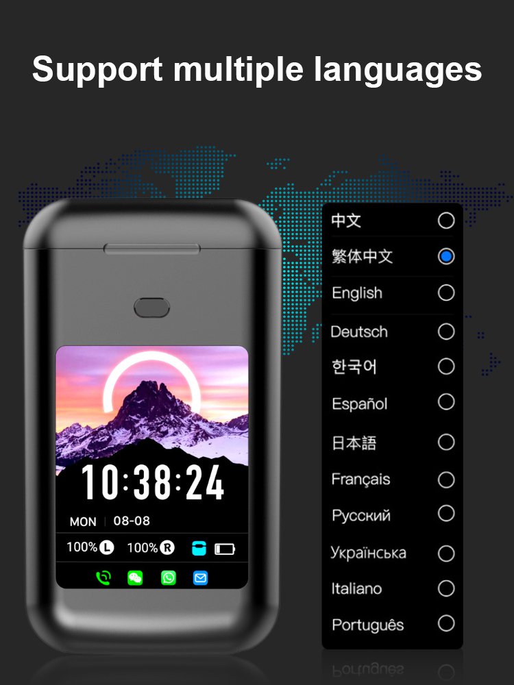 [Rechargeable, dialable & message visible] Digital display wireless earphones