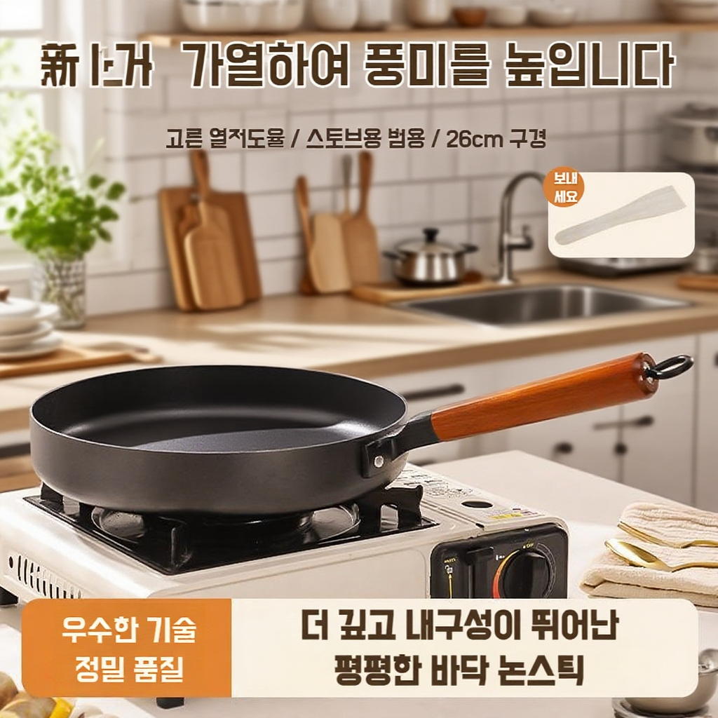가정용 프라이팬 정철 질화팬 인덕션 적용 부침개팬 플랫팬 플랫팬 끈적임 없는 고정밀팬