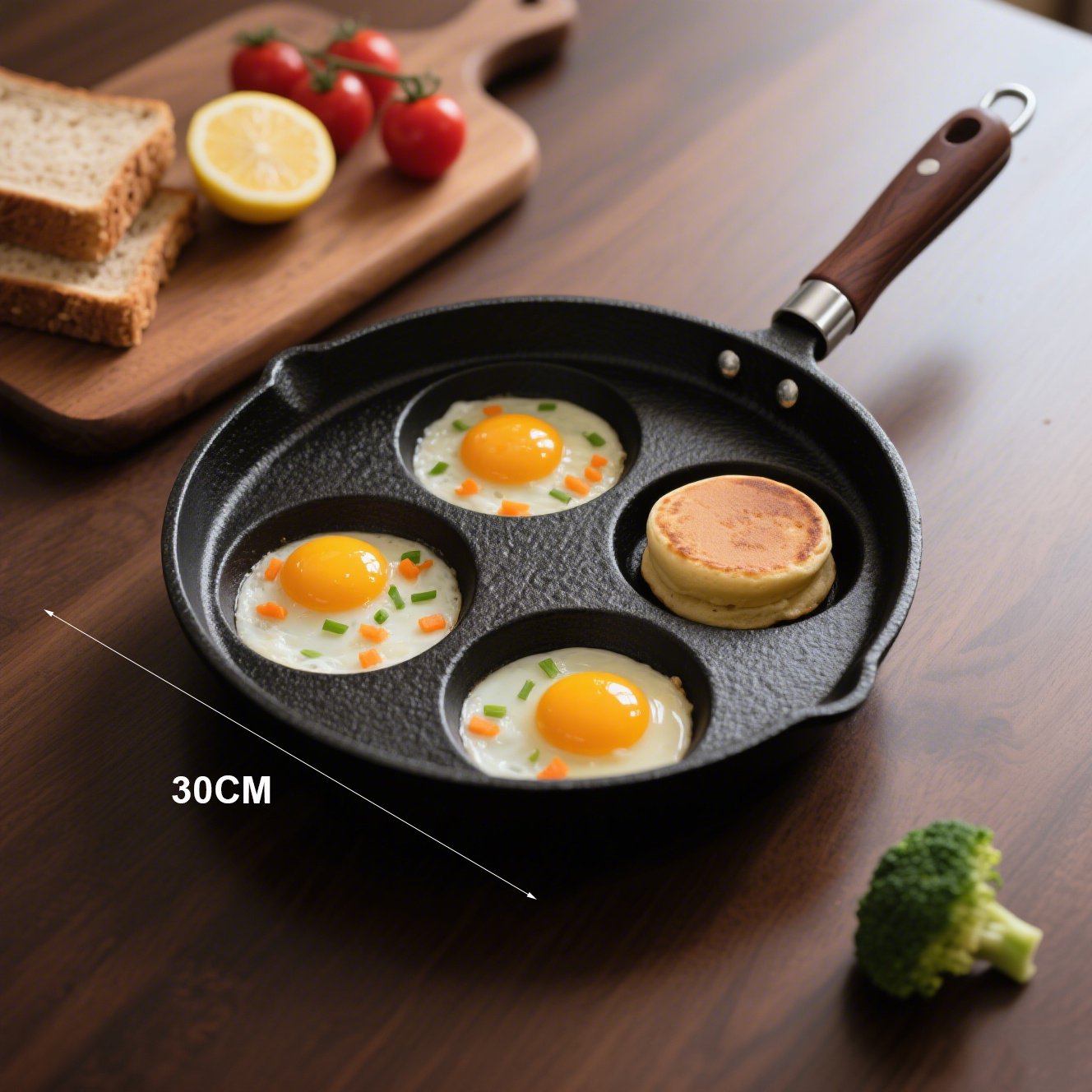 Extra tiefe Gusseisenpfanne für Hamburger und Eier
