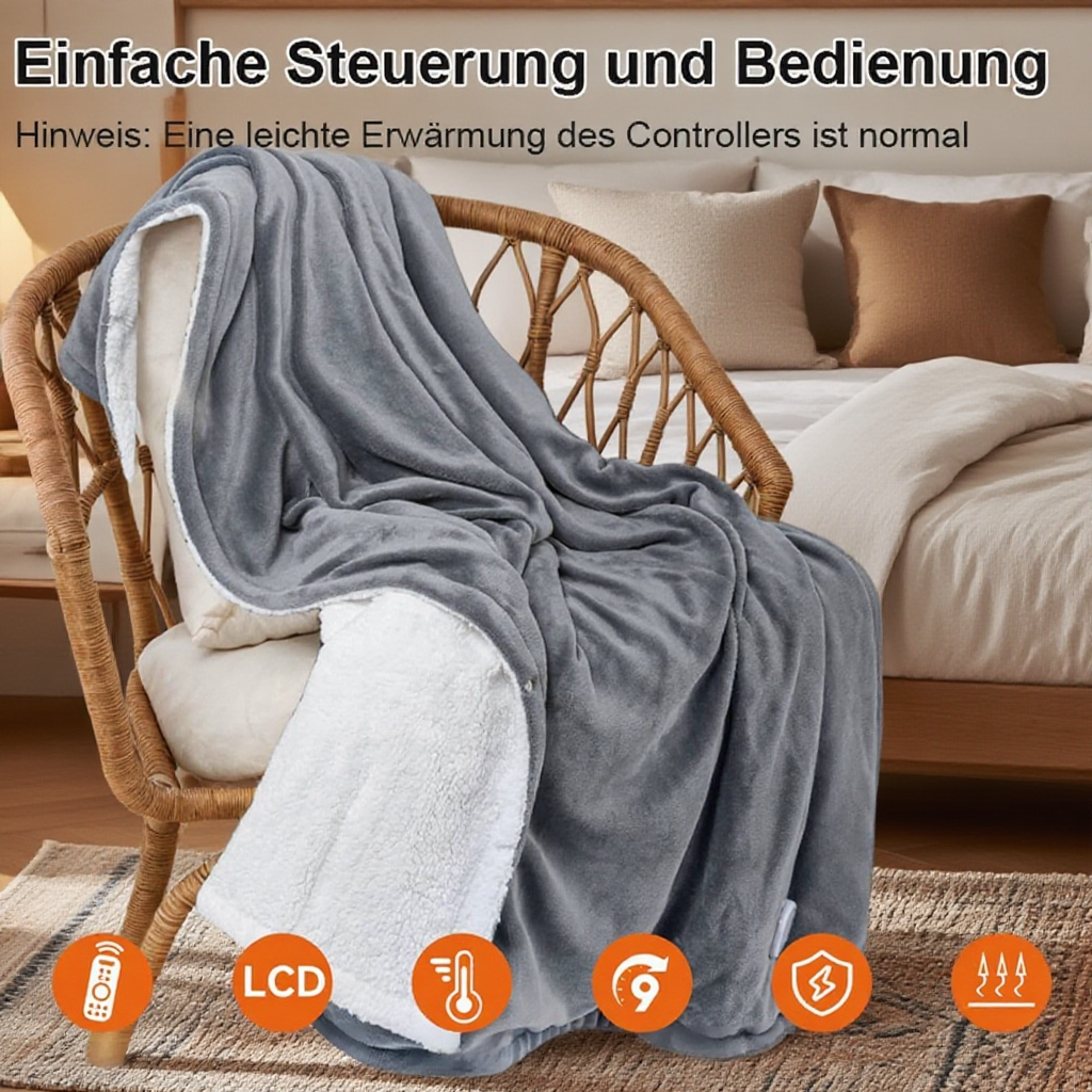 Vier-Zonen-Elektroheizdecke, separat regulierbar, Plug-and-Play, antibakteriell und milbenresistent