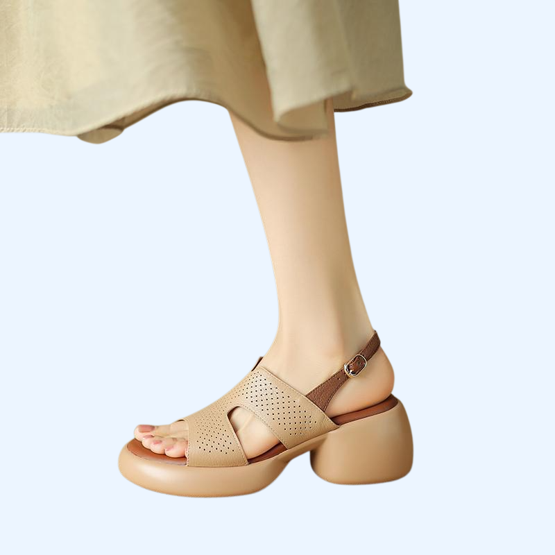 女士鏤空透氣厚底粗跟凉鞋