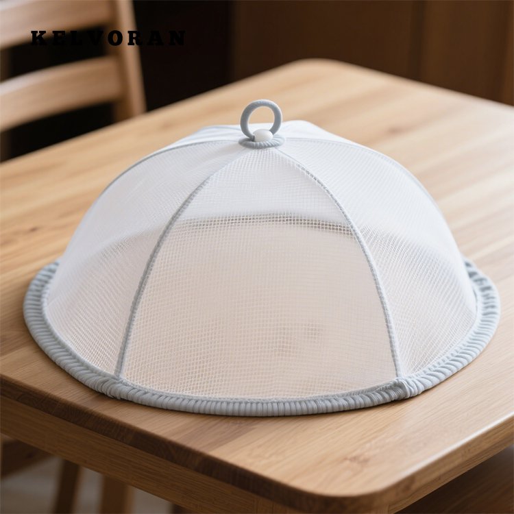Fly-proof mesh food net over plates