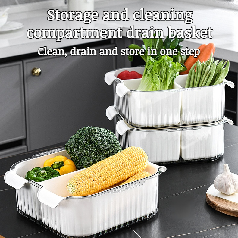 Kitchen Multi-Compartment Draining Basket