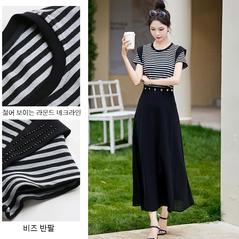 패션 스트라이프 투피스