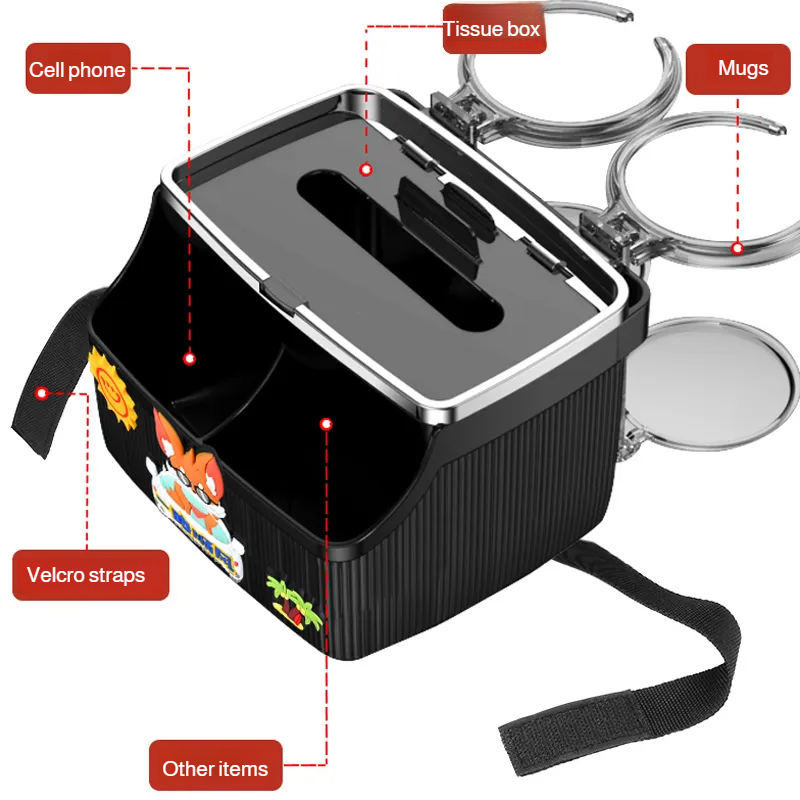 Car Armrest Box Upgraded 2 in 1 Storage Cup Holder Tissue Box