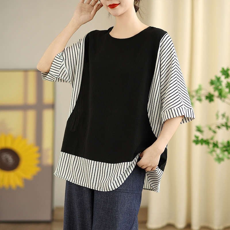 루즈핏 스트라이프 반팔