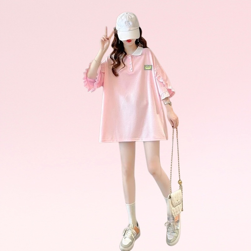 レディース夏ファッションニッチカラー半袖Tシャツ