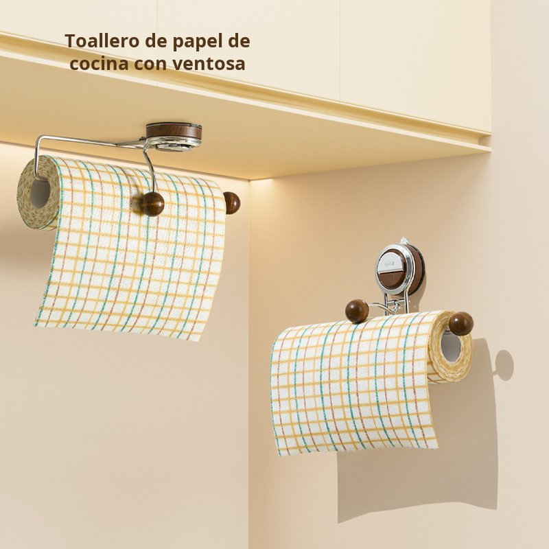 Rollo de trapo con ventosa, estante de almacenamiento de papel, toalla de mano de cocina montada en 