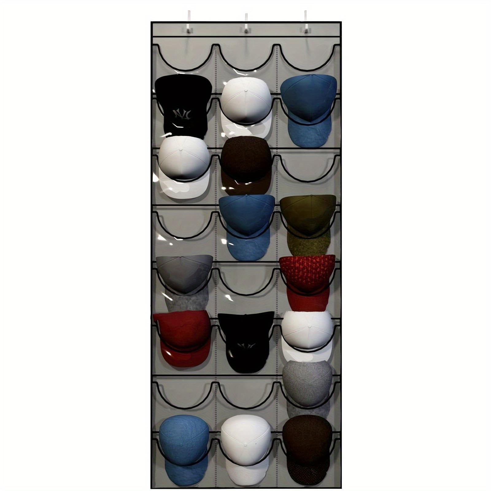 closet hat organizer with 24 large pockets for caps