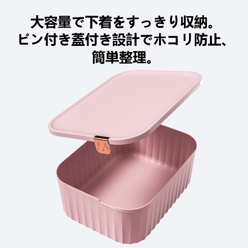 家庭用ビン付き蓋付き大容量下着収納ボックス
