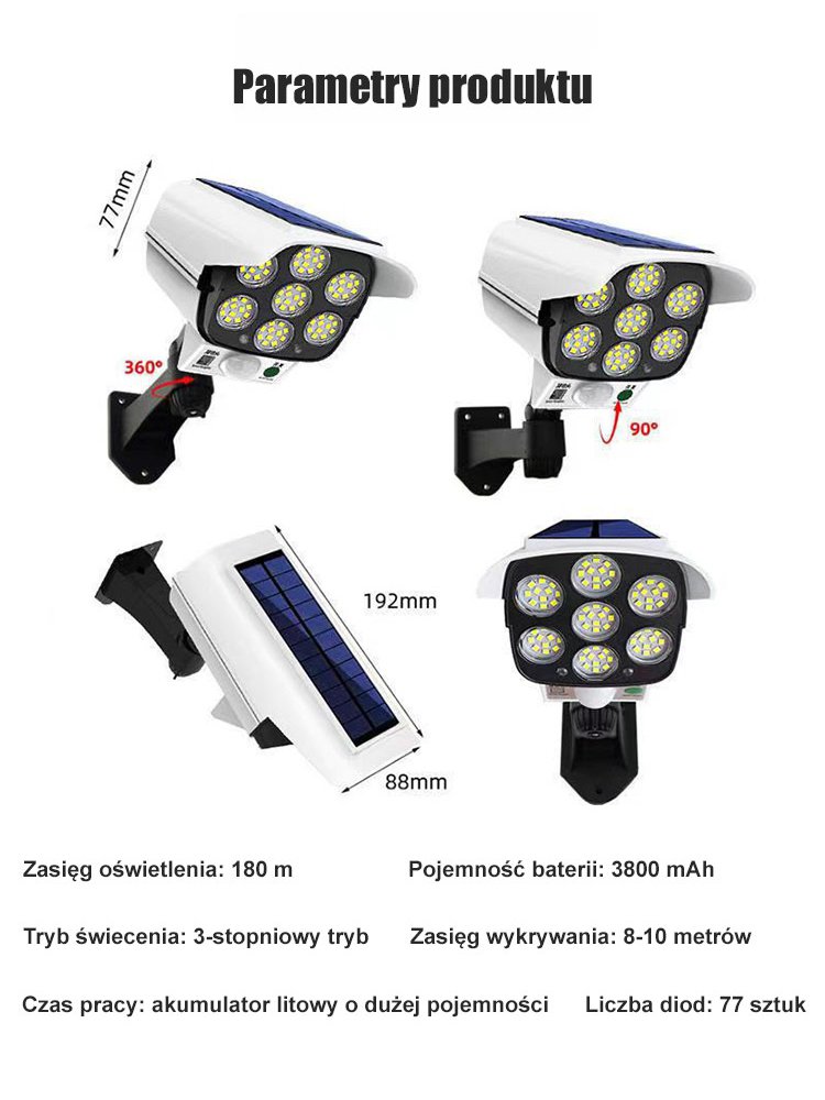 Kamera symulacyjna z lampą solarną