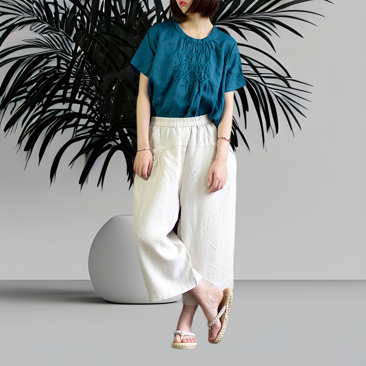 レディースリネンブラウス正面画像