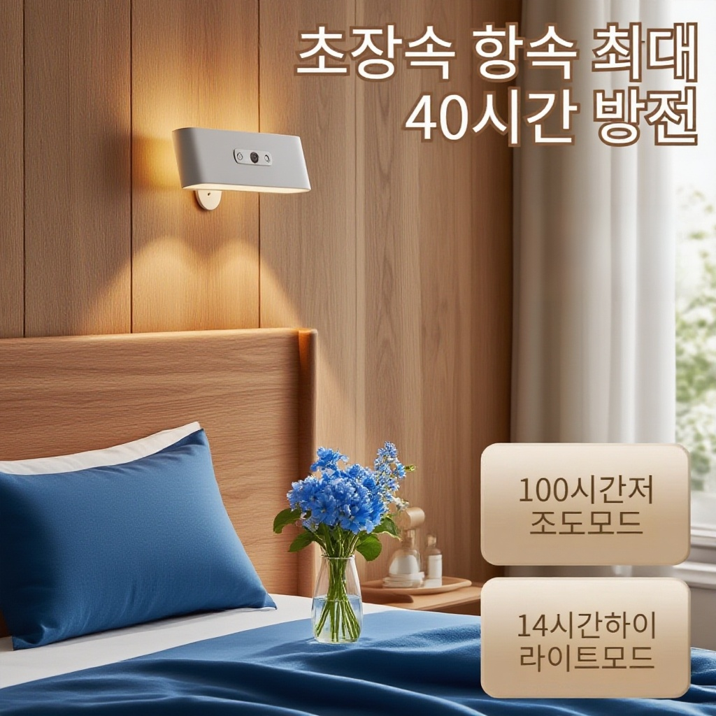 침대 머리맡 무선 리모컨 센서등, 무타공 자석 충전 무드등