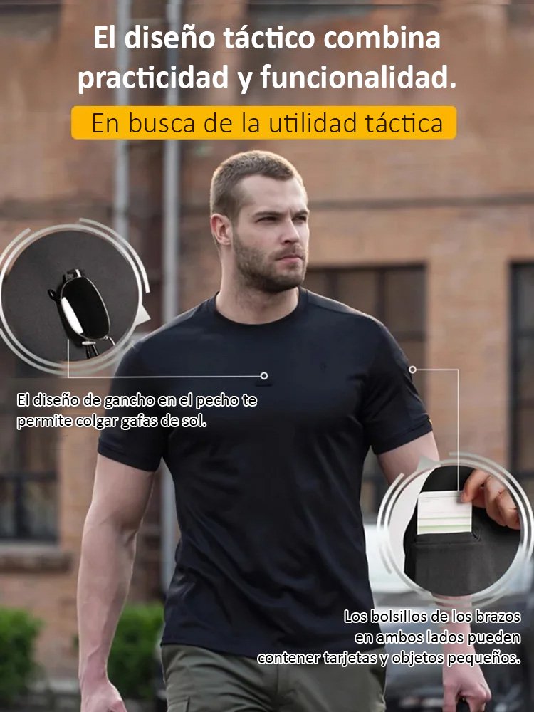 Camiseta táctica multibolsillos de secado rápido