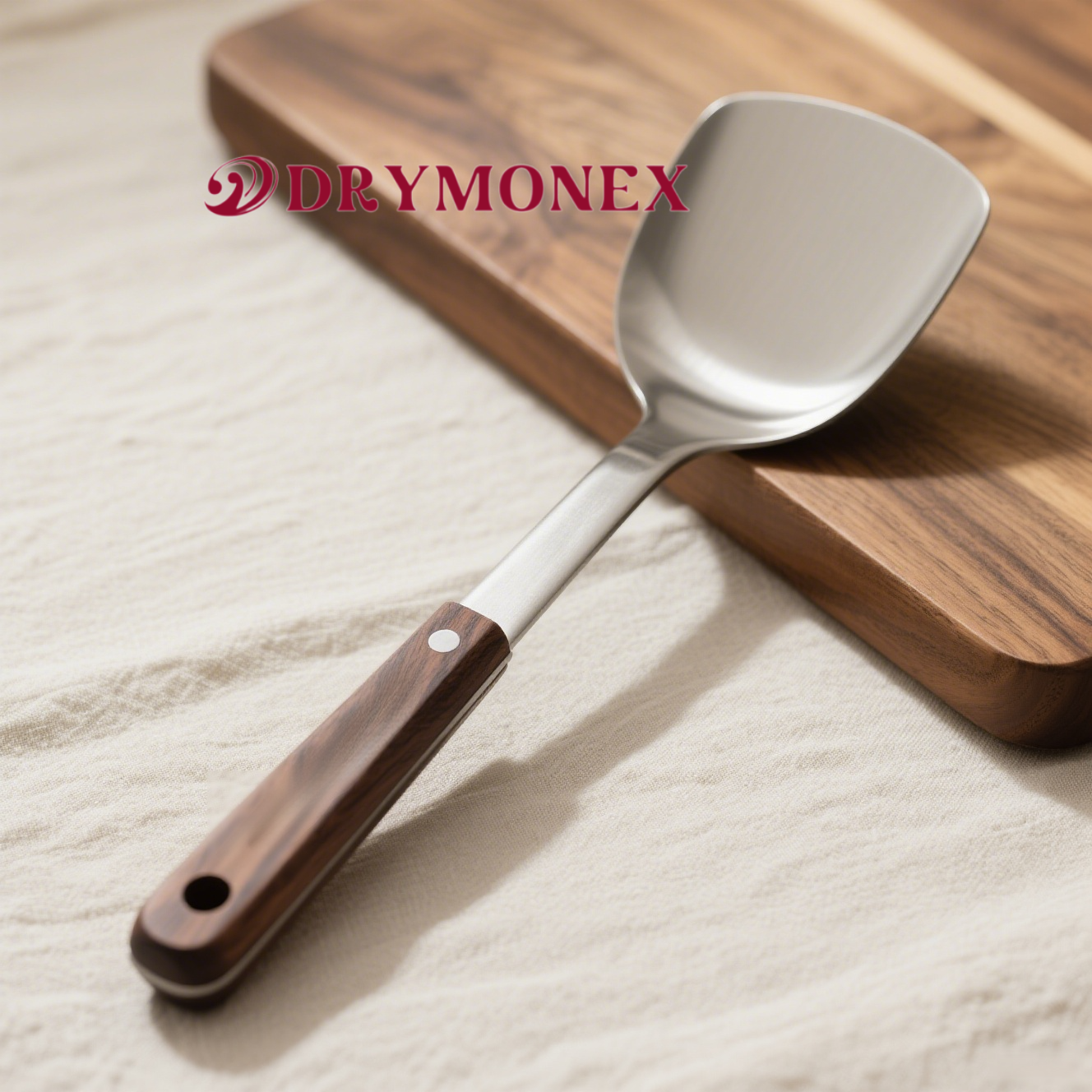 304ステンレススチール製スパチュラ、家庭用ローズウッド製、滑り止め、耐高温、キッチン調理用スパチュラ