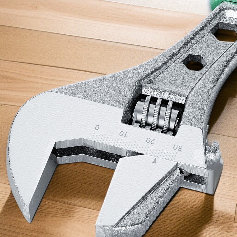 Multi functional large opening adjustable wrench
