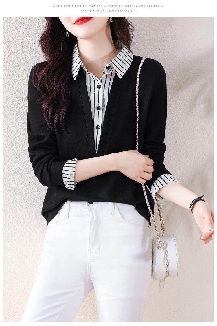 여자 데일리룩 가짜 투피스 셔츠 니트 상의