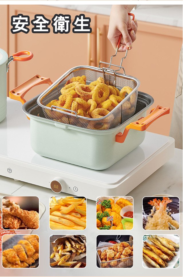 大容量ステンレス鋼フライヤーで揚げ物調理