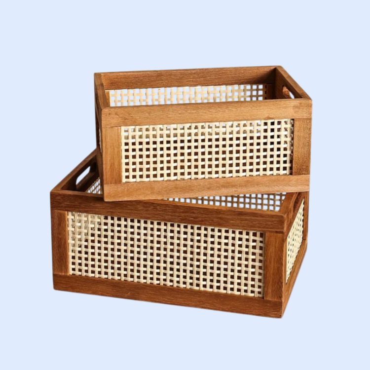 Hollow rattan kitchen storage box
