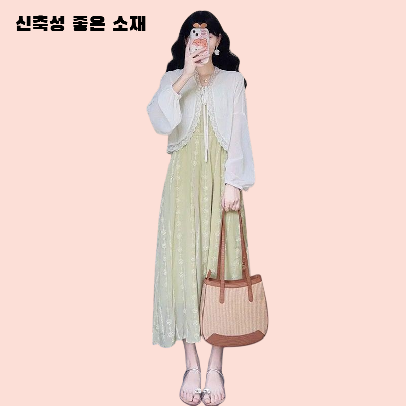 봄여름 임부 투피스 가디건 원피스 세트