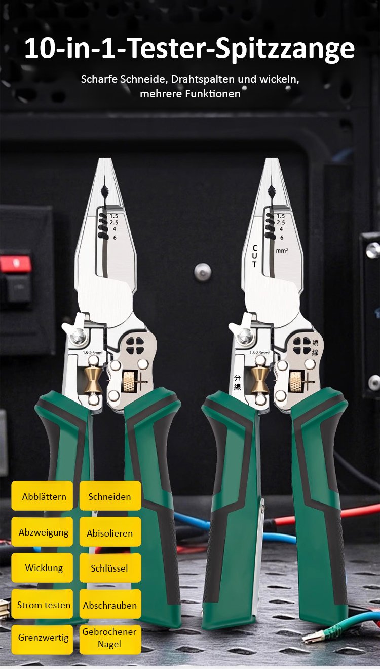 Multifunktionale Abisolierzange mit Kraftmessung für Elektriker