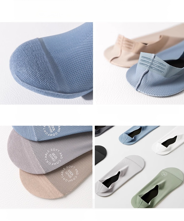 【足のにおい全額返金】メンズ アイス シルク 通気 インビジブル ボートソックス❤️抗菌/消臭/滑り止め