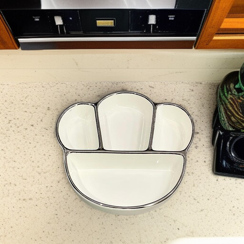 Ceramic compartmentalized dinner plate for adults to lose weight, cute dish plate for one person to 