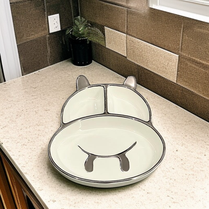 Ceramic compartmentalized dinner plate for adults to lose weight, cute dish plate for one person to 