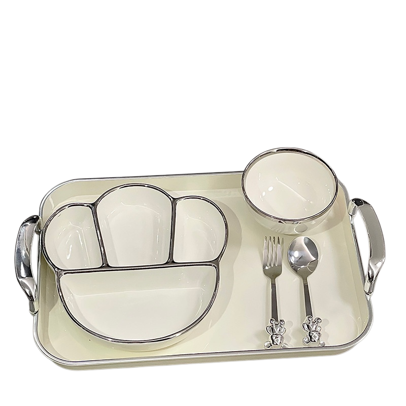 Ceramic compartmentalized dinner plate for adults to lose weight, cute dish plate for one person to 