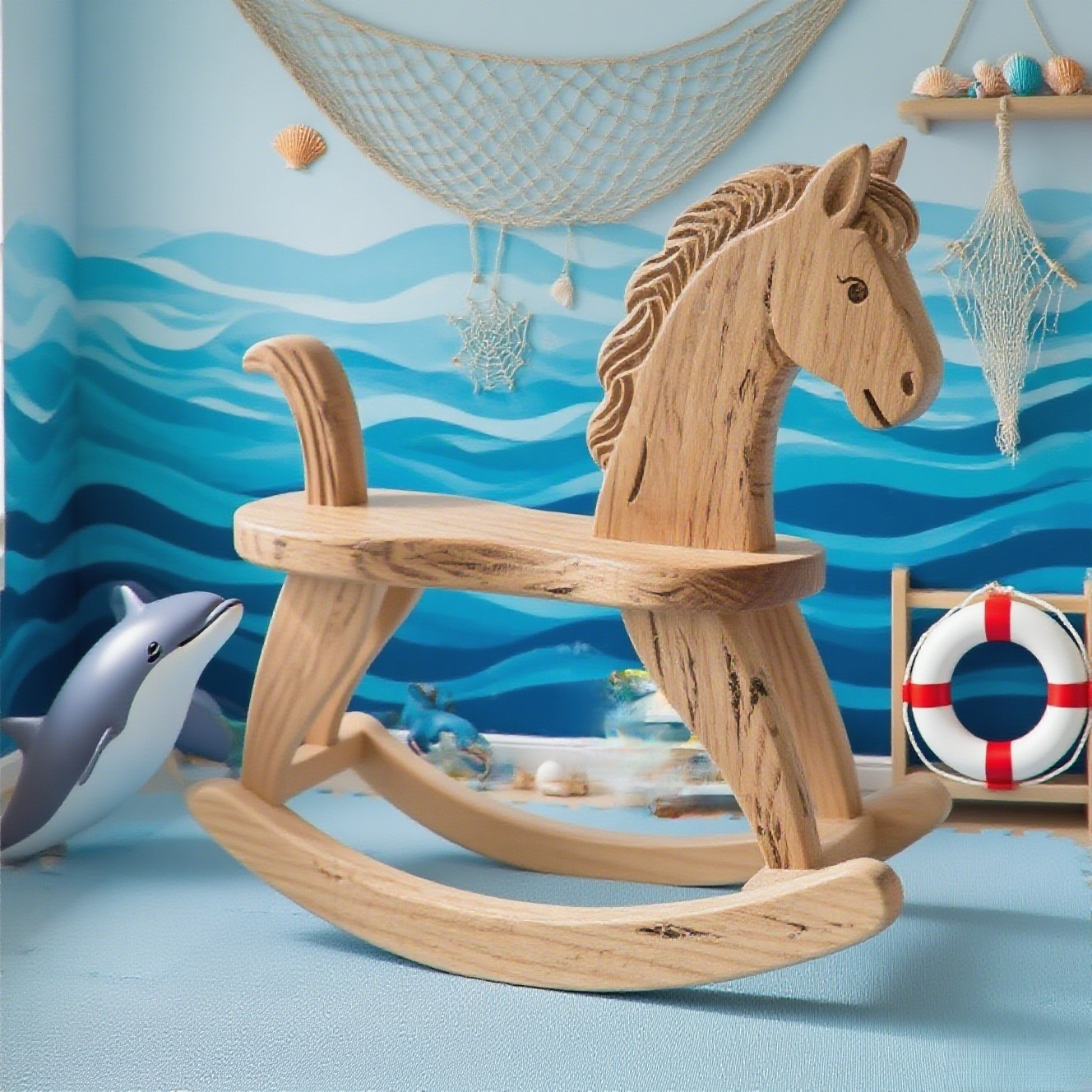  Retro dřevěný houpací koník 