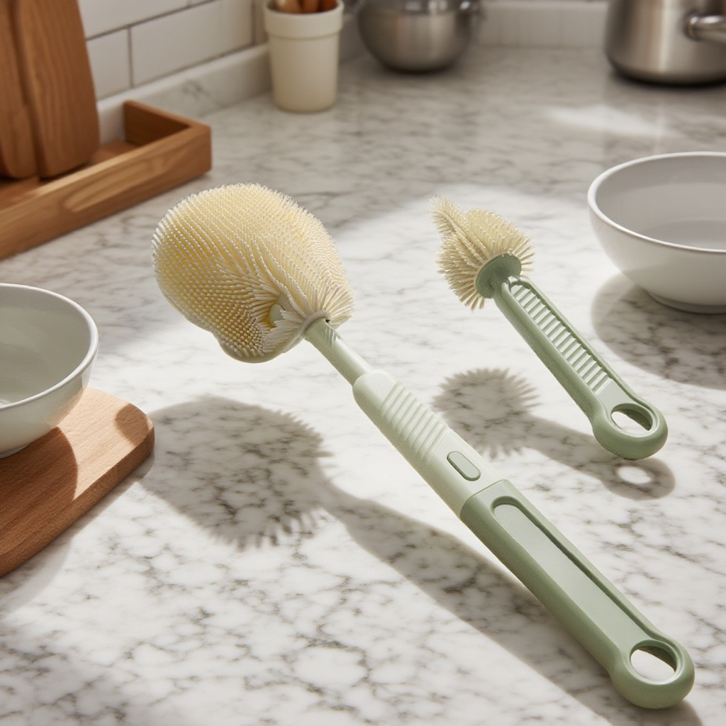 多機能ストレートハンドルシリコンボトルブラシセット