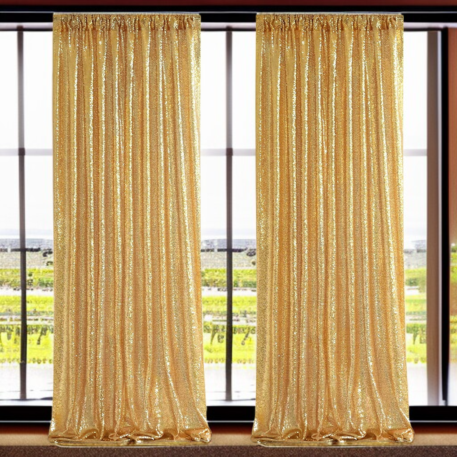 Gold sequin fantasy curtains