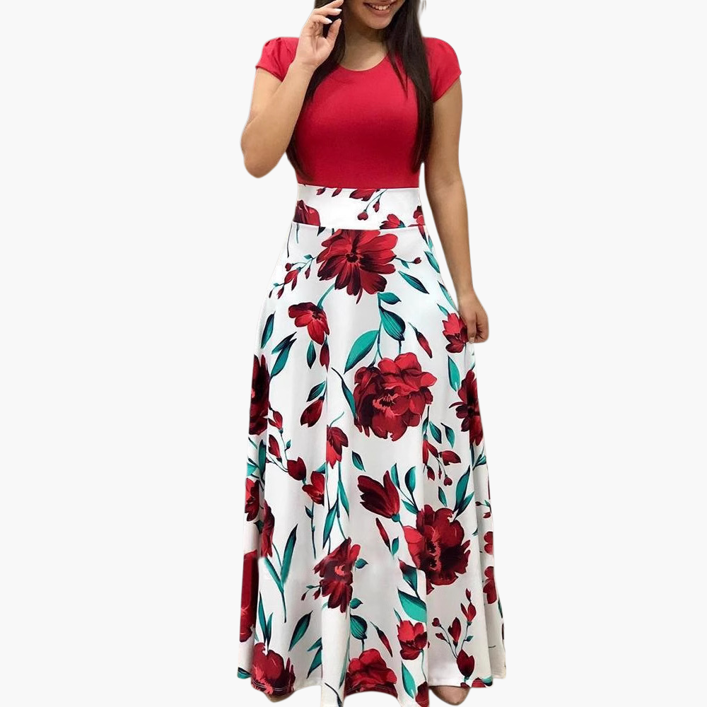 프린트 컬러 블록 드레스