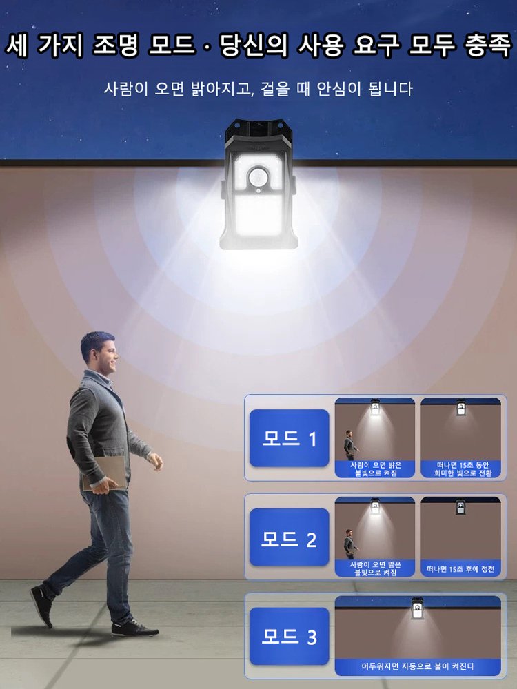 【1년 전기료 0원】스마트 감지 태양광 클립등【평생 보증】